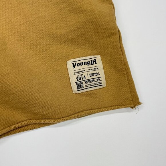 Young LA Mens Tan Sweat Shorts Size L Edition 2014 Training 8" - Picture 3 of 11